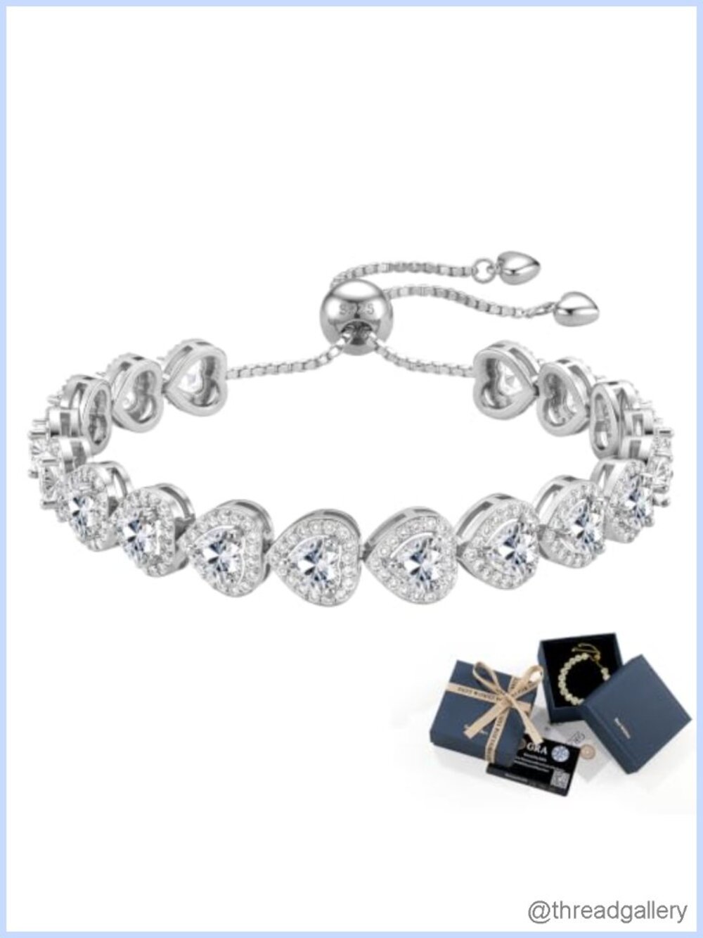925 Sterling Silver Heart Moissanite Tennis Bracelet 5.4 CTTW Women's Jewelry